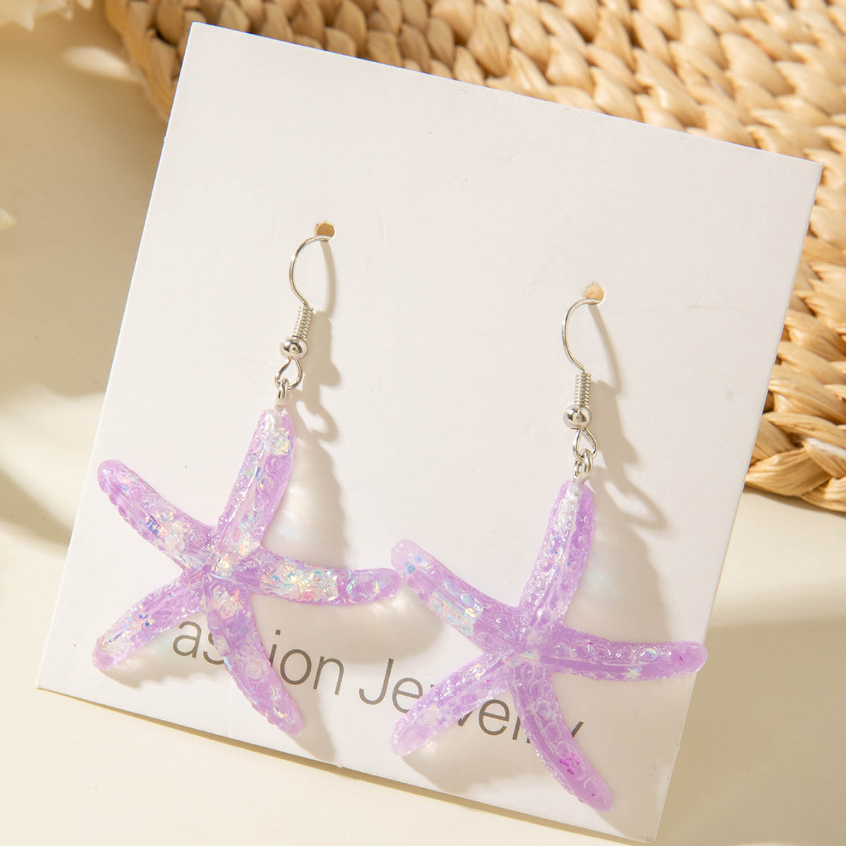 Wholesale Colorful Resin Starfish and Scallop Earrings